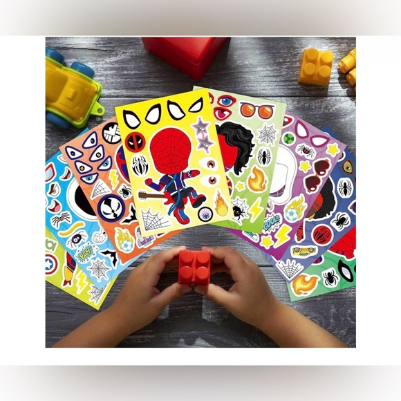 Spiderman 32Pcs Make-a-Face Stickers Fun Craft for Kids Party Favors New